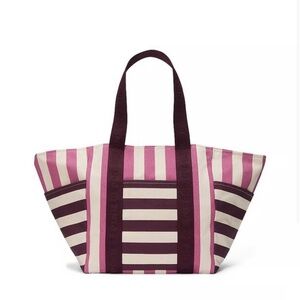 NWT VS Striped Canvas Tote with Zipper Closure